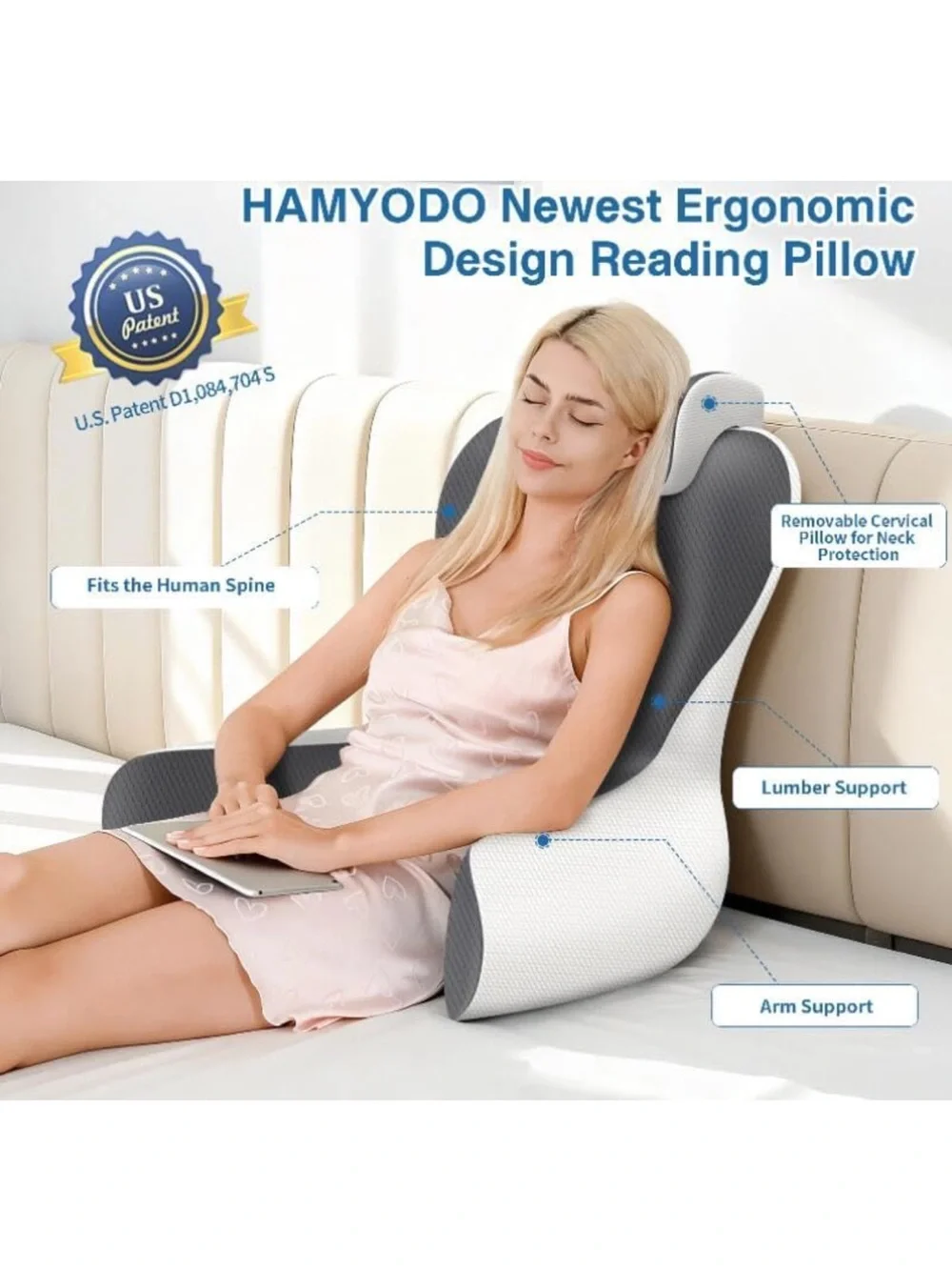 Reading pillow for sitting in bed 22”H back pillow for sitting up